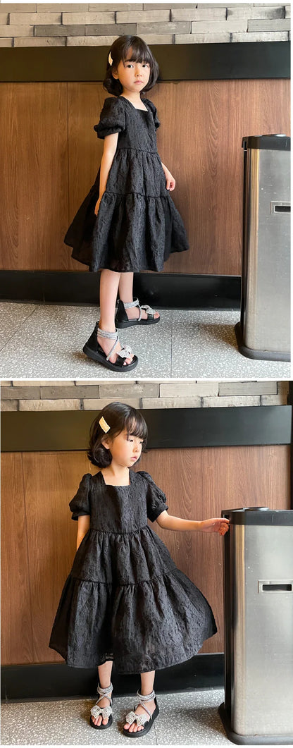 Girls' Shiny Cool Rhinestone Bowknot Children's Sandals 2023 Summer Open-toe Versatile Kids Fashion Back Zipper Casual Shoes New