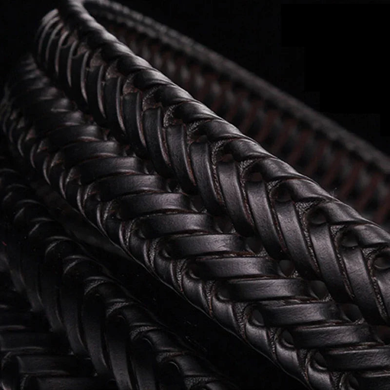 Luxury Men's Pin Buckle Braided Belt High Quality Braid Vintage Belt For Men's Casual Jeans Belt