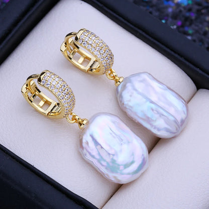 Natural Freshwater 12-16mm Big Baroque Pearl Drop Earrings 925 Sterling Silver Bridal Jewelry Gifts or Women Wholesale