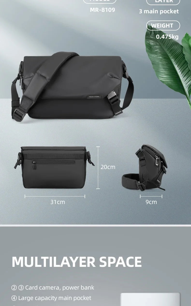 Water Repellent Messenger Bag Men Bags Shoulder Crossbody Fit 11 inch Ipad