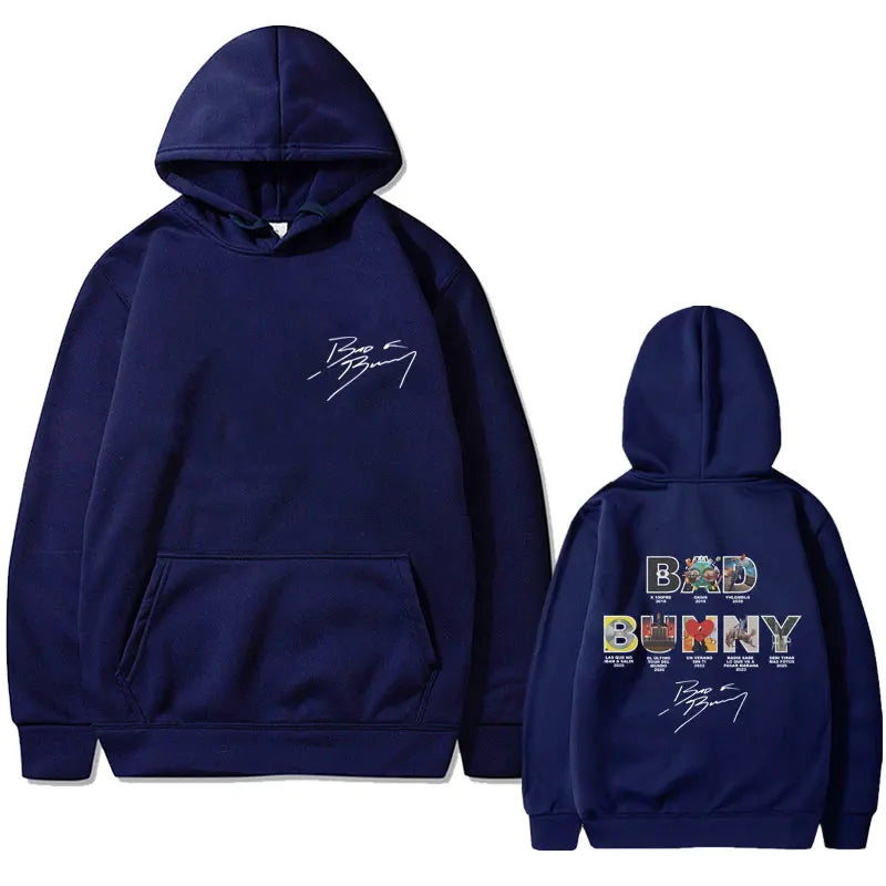 Rapper Bad Bunny Music Album Cover Graphic Hoodie Men Women Hip Hop Oversized Hooded Tracksuit Male Casual Fleece Cotton Hoodies