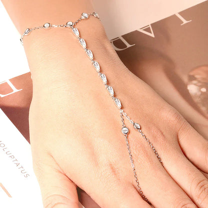 3mm Moissanite Finger Bracelets for Women 15-21cm Adjustable Chain GRA Certified s925 Sterling Silver Bubble Bracelet