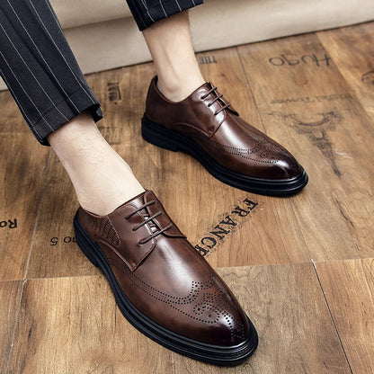 High Quality Mens Shoes 2026 New British Style High-End Leather Shoes Formal Business Wedding Groom Derby Shoes Hot Selling Shoe