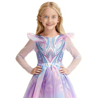 2026 Disney Wicked For Good Fantasia Menina Bruxa Roxa Glinda Princesa Vestido Fofo + Acessórios Festa Aniversário Apresentação