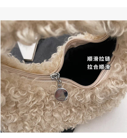 Plush Sweet Shoulder Bags for Women Cute Autumn and Winter 2025 New Versatile Fashion Large Capacity Women's Handbags