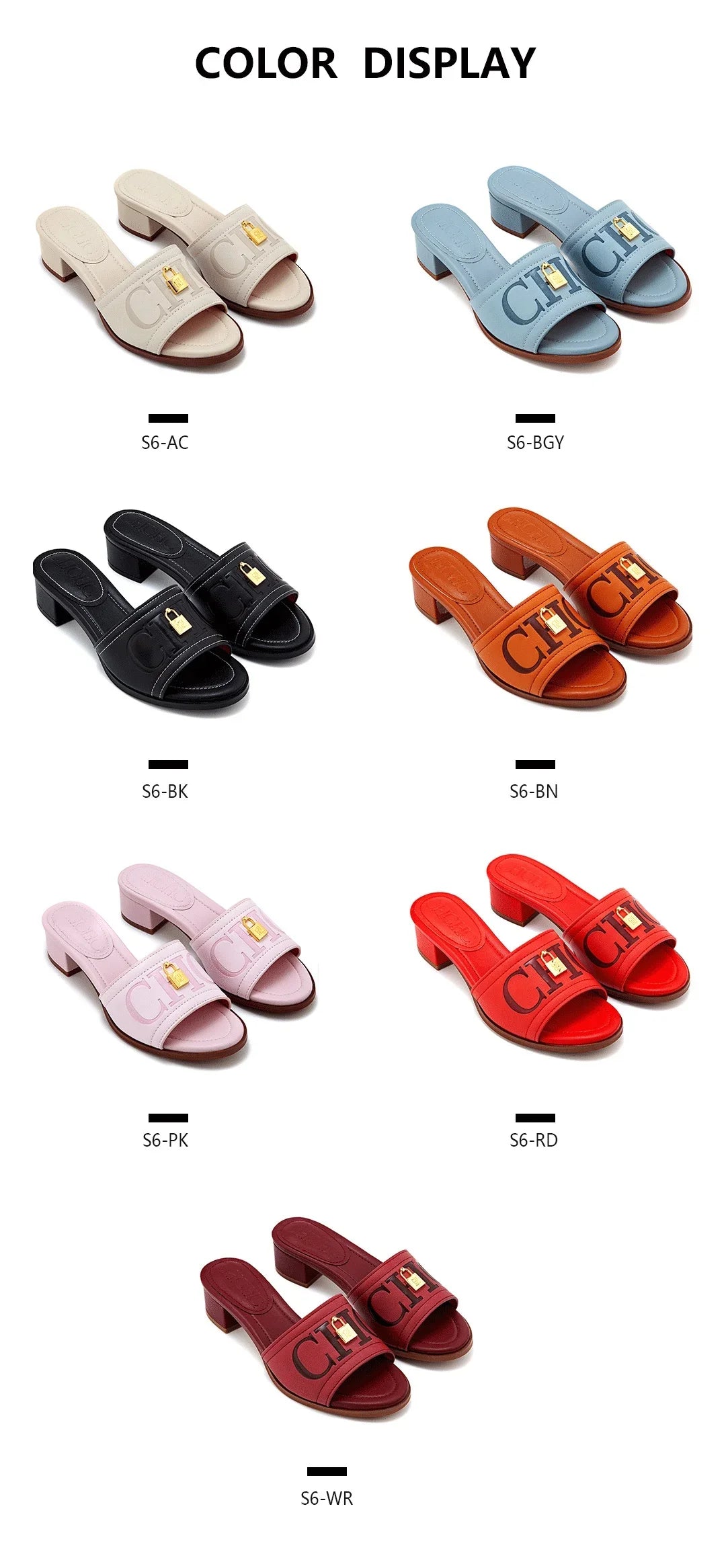 Fashion Monogram Print Elegant Design Women's Low Heeled Slippers Solid Color High Quality Metal Lock Simple Single Shoes