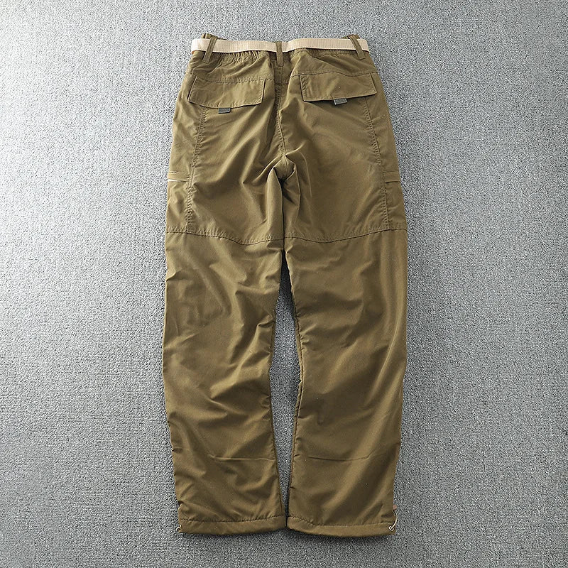 Waterproof Windproof Fleece-Lined Outdoor Pants Men's Straight-Leg Casual Trousers With Multiple Pockets For Winter