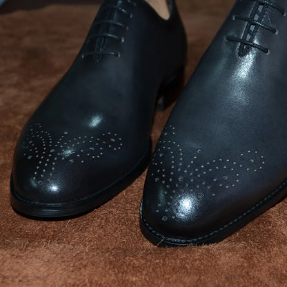 Luxury Classic Mens Oxford Dress Shoes Whole Cut Genuine Leather Handmade Lace-up Formal Shoe for Men Wedding Business Office
