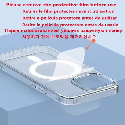 Luxury Clear Magnetic Case for MagSafe for iPhone 16 Plus 16 Pro Max Case With Camera Touch Buttons Case Wireless Charging Cover