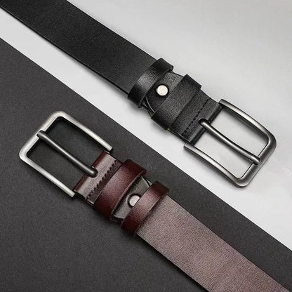 Men's Vintage Casual Belt Black Pin Buckle Student Versatile Leather Wide Belt