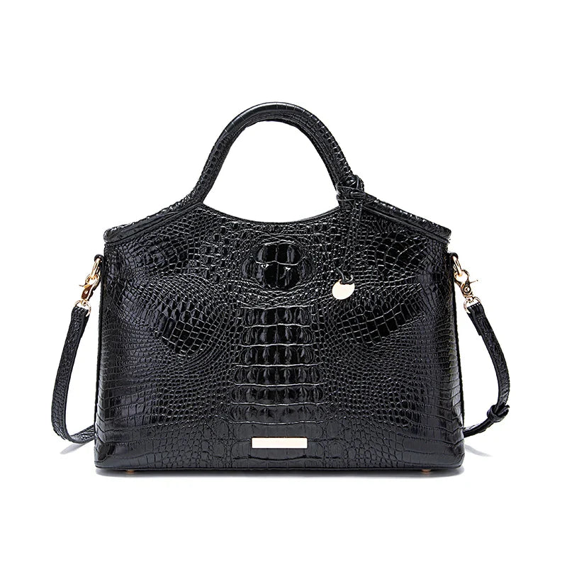 crocodile pattern colorful solid color high-end retro women's handbag