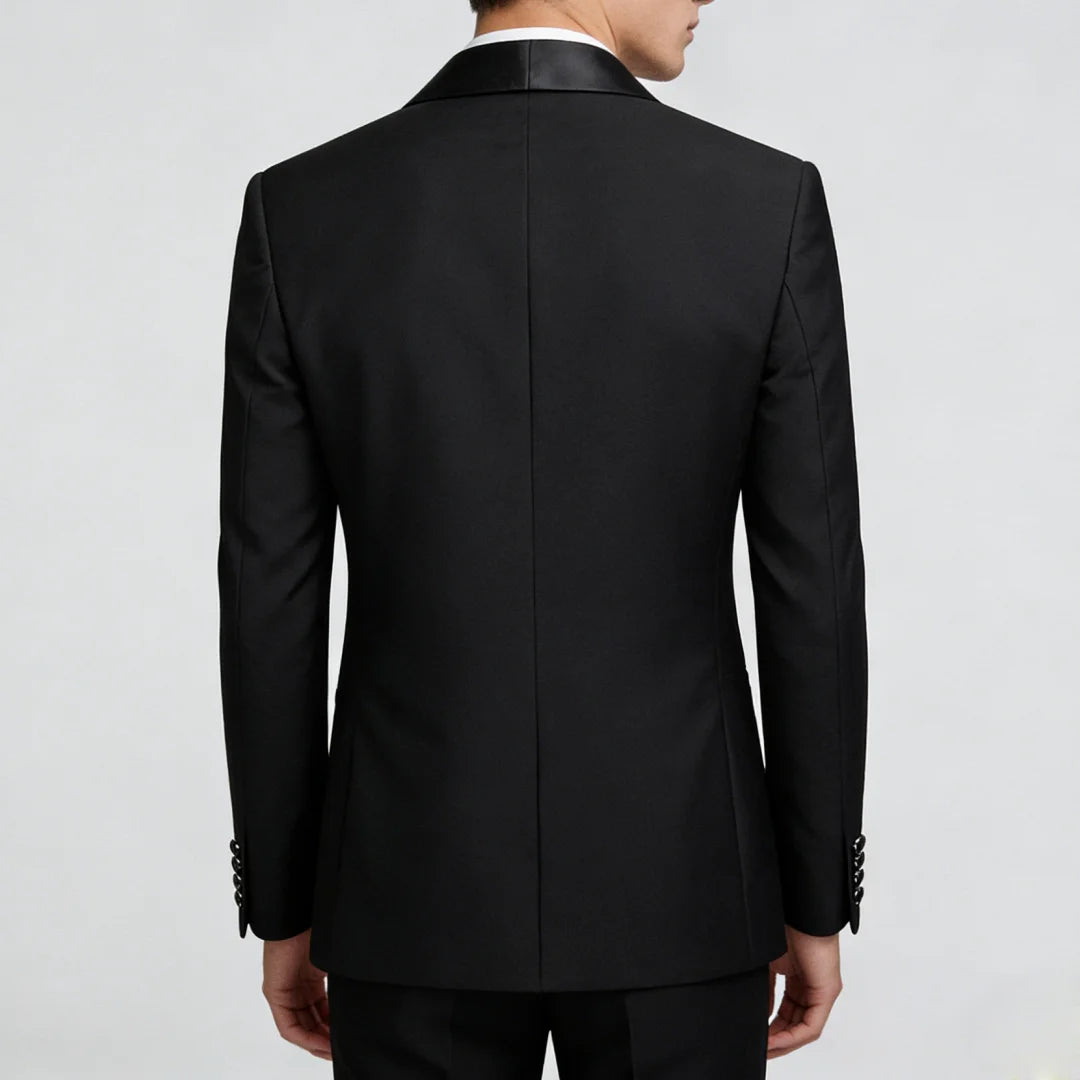 Men Suit Black 2 Pieces Double Button With Black Lapel For Wedding Groom Business Birthday Banquet Work Suit Jacket And Pants