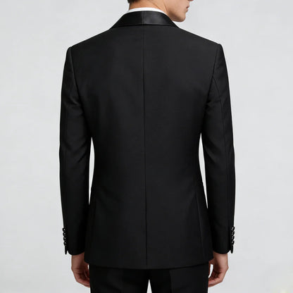Men Suit Black 2 Pieces Double Button With Black Lapel For Wedding Groom Business Birthday Banquet Work Suit Jacket And Pants