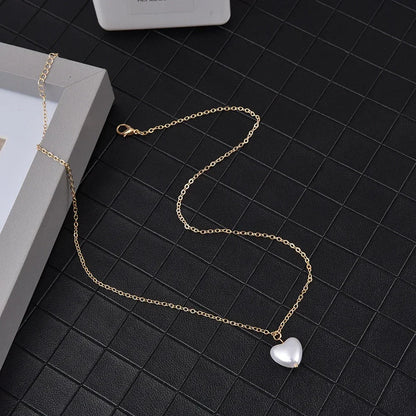 Fashion Kpop Pearl Choker Necklace Cute Double Layer Chain Pendant For Women Jewelry Girl Gift