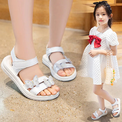 Summer Sandals for Girls Colorful Bow Children's Sandals Shoes Anti Slip Wear-resistant Soft Bottom Girls Shoes Free Shipping