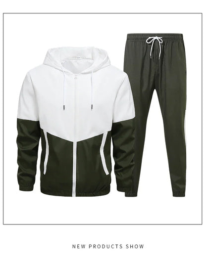 CHRLCK Men's Running Sportswear Suits Breathable Clothes Sports Joggers Training Gym Fitness Tracksuit Sets Men