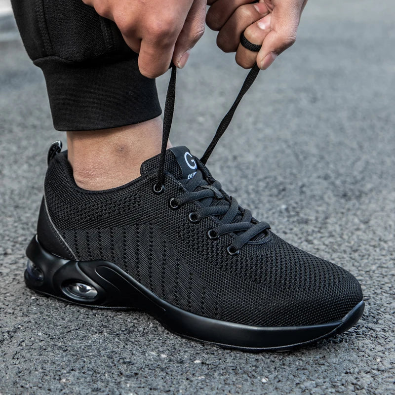 Air Cushion Work Safety Shoes For Men Breathable Work Sneakers Steel Toe Shoes Women & Man Anti-puncture Safety Protective Shoes