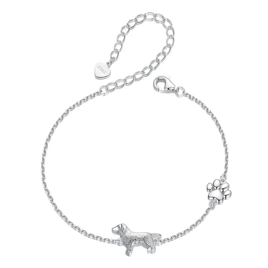 Solid 925 Sterling Silver Cute Cat / Dog Chain Bracelet for Women Delicate Jewelry Pet Bracelet for Gift SCB290