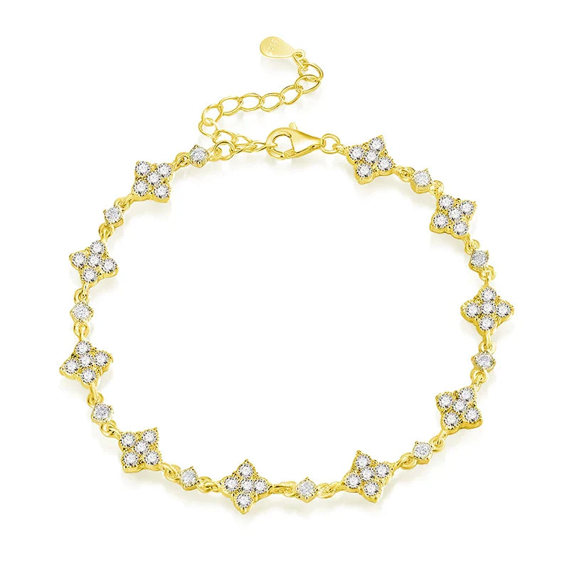 Full Diamond Moissanite Bracelets for Women Sparkling Girls Luxury Chains 100% 925 Sterling Silver Jewelry Plated 14K