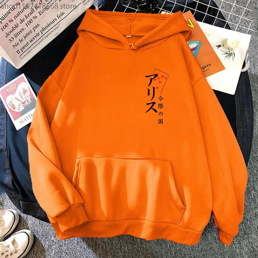 Arisu Seven of Heart Hoodie Anime Alice In Borderland Sweatshirt Spring/Autumn Winter Clothes Harajuku Pullover Men Graphic Tops