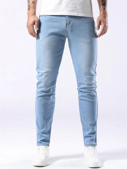 Classic Design 2026 Men's Jeans Light Blue Stretch Skinny Casual Denim Trousers Brand Clothing Streetwear  Fashion Male Pants