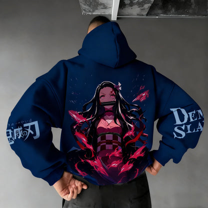 Men's Hoodie Sweatshirt Kamado Nezuko Anime Spring Autumn Winter Boy Harajuku Long-sleeved Parent-child Outfit