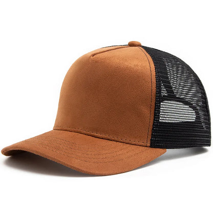 Spring Summer Suede 5 Panel Mesh Baseball Cap Big Head Unisex Trucker Hat Men And Women Sport Snapback Caps Leisure Gorros