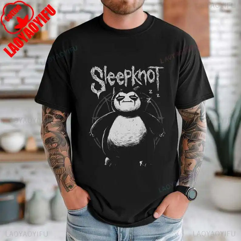 Funny Snorlax X Sleepknot Graphic Print Cotton T-shirt, Anime & Manga Gifts Men's Women's, Unisex Shirt Cotton Tee Summer Tops