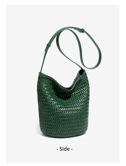 luxury woman handbagNew high end Hand-woven genuine leather women's bag large capacity shoulder tote bag underarm bag bucket bag