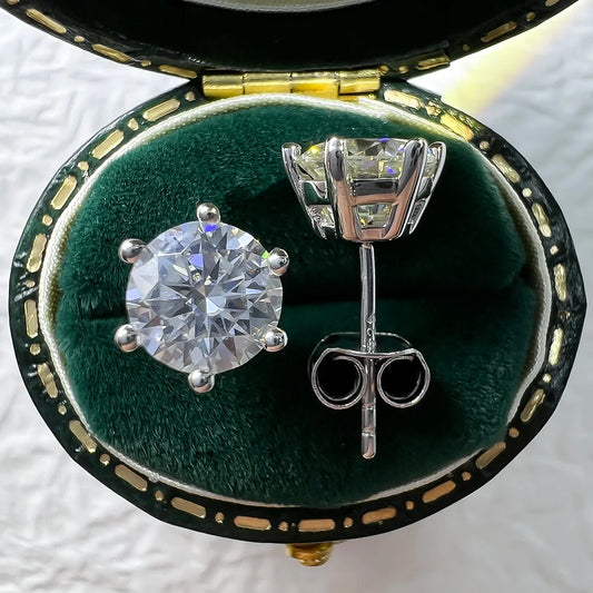 4/2/1ct Total Moissanite Stud Earrings 925 Sterling Silver Certificate Moissanite Earrings Jewelry Making Supplies