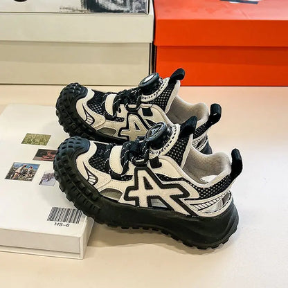 Boys Girls Sports Sandals Rotating Button Students Sneakers Hollowed-out  Summer New Students Running Shoes Mesh Breathable