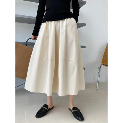 2024 Spring Autumn High-waisted Fluffy A-line Vintage Skirt Elastic Waist Large Swing Umbrella Skirt Retro Clothes