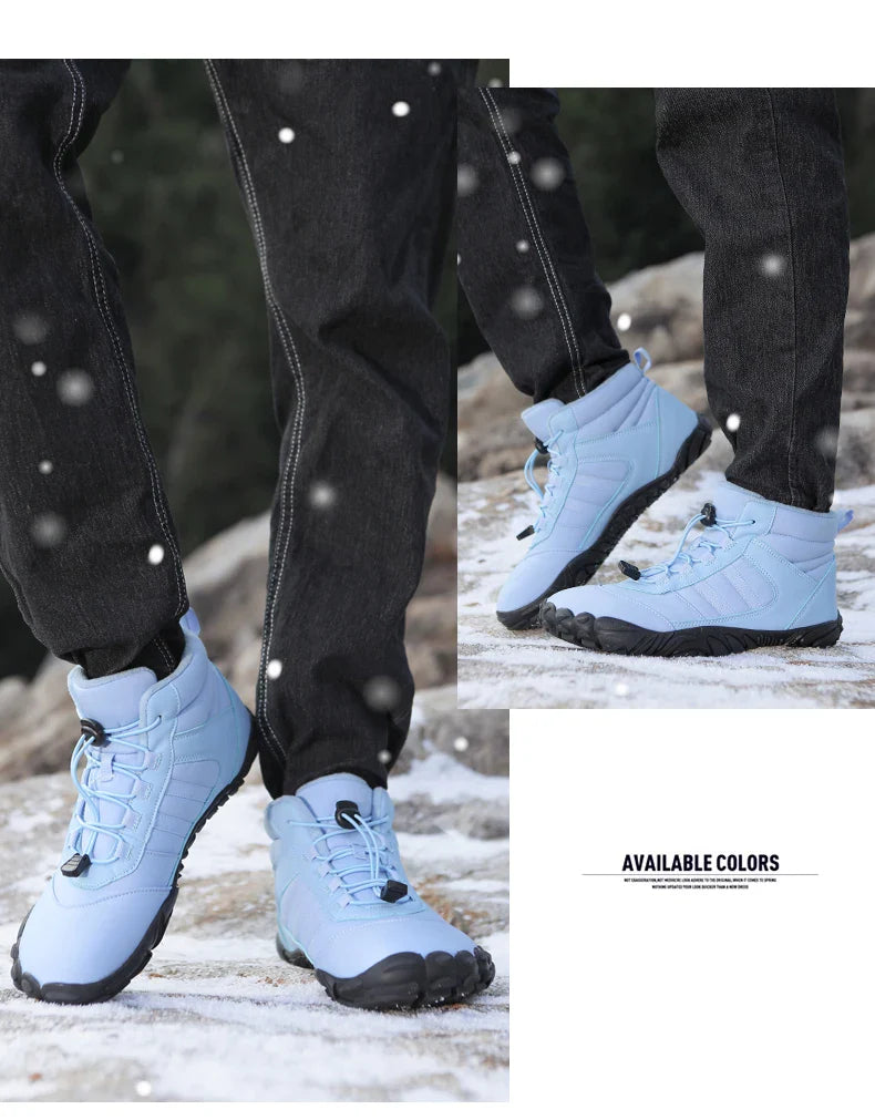 Womens Mens Waterproof Winter Barefoot Shoes Snow Boots Cotton Warm Fur Lined Unisex Walking Hiking Outdoor Shoes