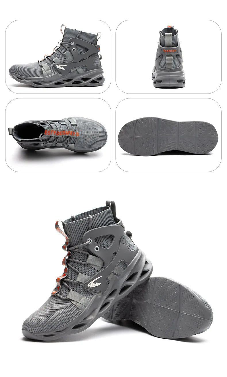 New Breathable Men Boots Anti-smash Work Sneakers Safety Shoes With Steel Toe Cap Indestructible Work Boots Hiking Shoes
