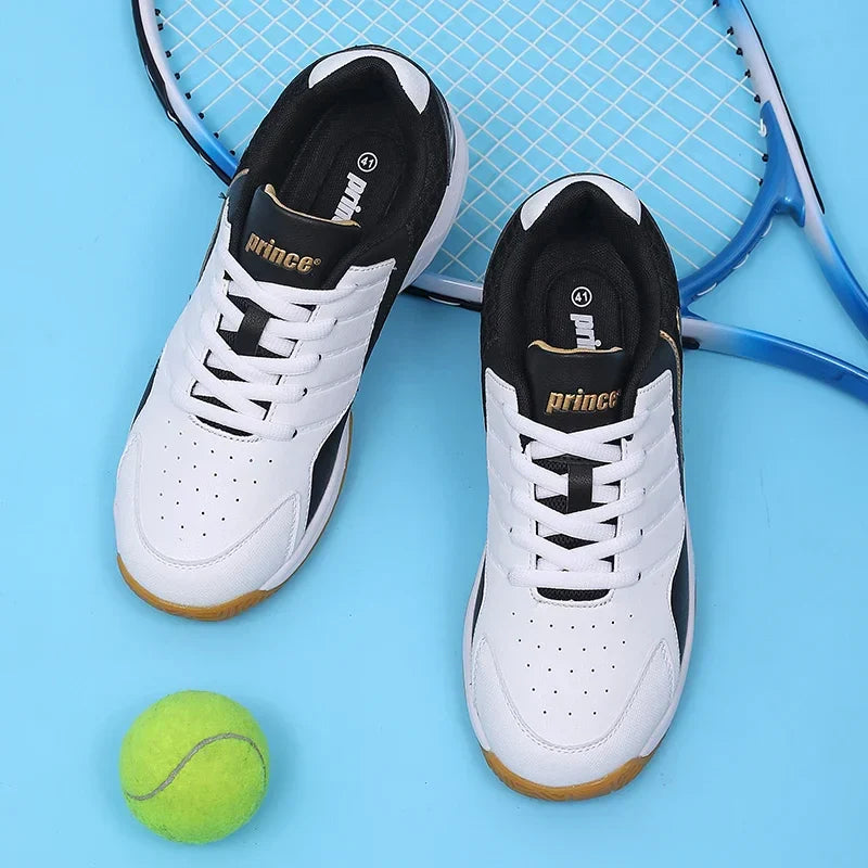 Tênis Esportivo Profissional de Couro para Badminton Masculino, Tênis Antiderrapante para Treinamento em Casal, Tênis Leve para Tênis Feminino e Vôlei