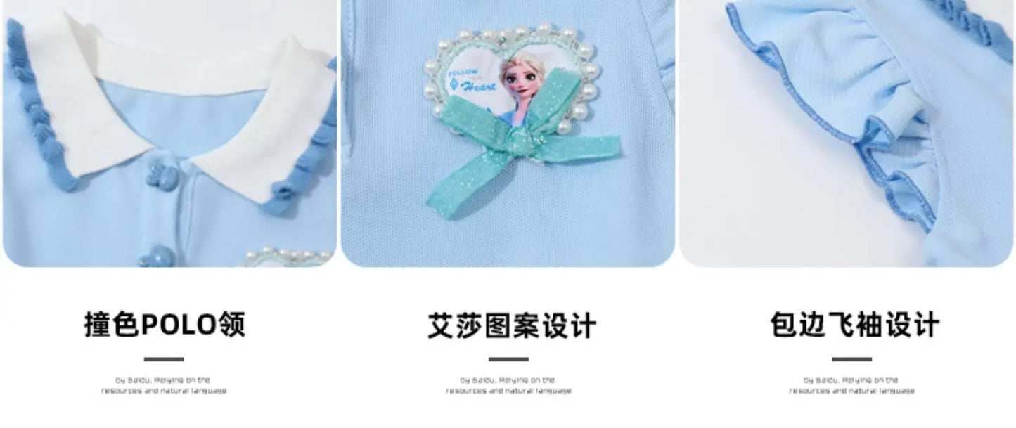 Girls Summer Princess Style Polo Dress Kids Casual Short Sleeve Lapel A-Line Dress Toddler Baby Girls Party Holiday