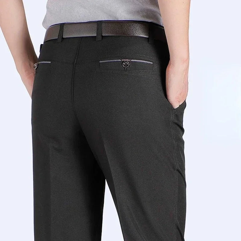 Mens Formal Pants Summer Thin Autumn Thick Black Blue Grey Stretch Bussiness Loose Suit Office Plus Size Trousers GOZBKF