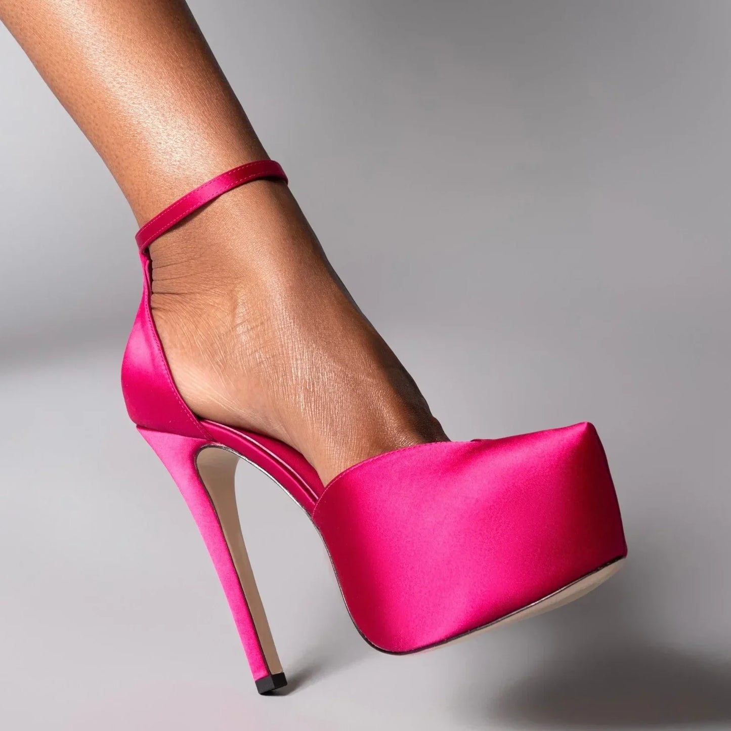 Red Patent Leather Platform High Heels  Stiletto Ankle Buckle Strap Solid New Arrivals Fashion Slingback Buckle Strap Shoes