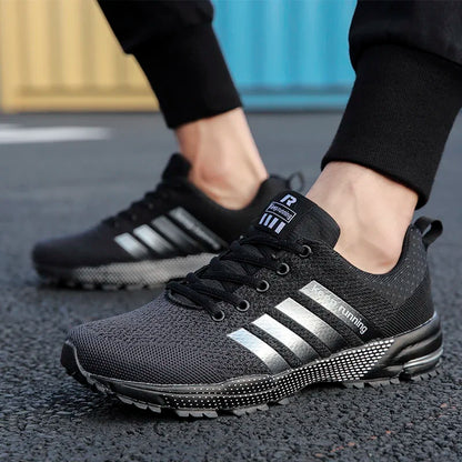 Men's and women's flying mesh surface spring summer breathable casual sports shoes flat vulcanized couple running big size48
