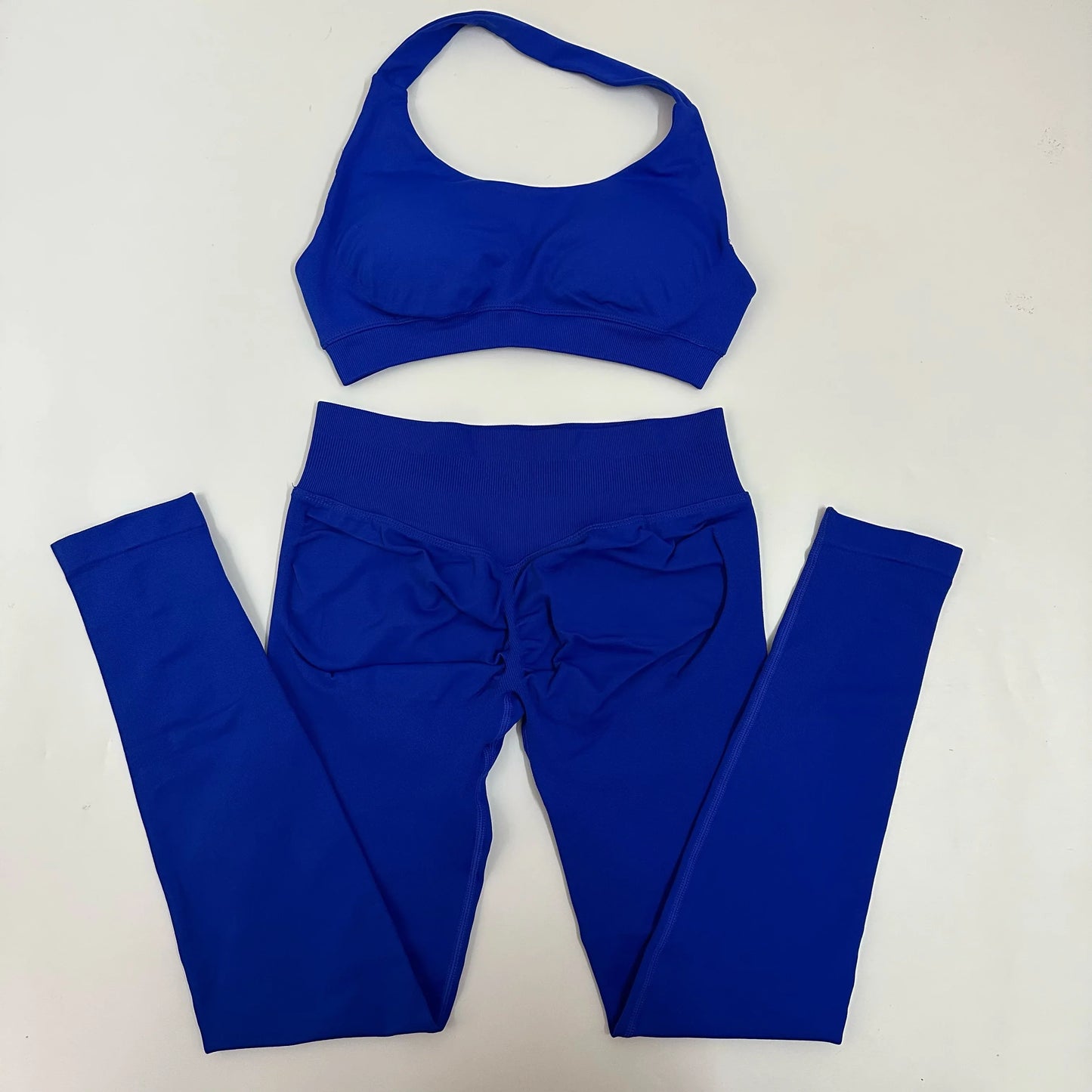 Yoga Leggings Set Women Seamless Yoga Set High Waist Scrunch Butt Legging With Halter Sports Bra Workout Gym Suit