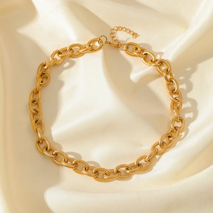 316L Stainless Steel Gold Silver Color Thick Chain Necklace For Women Fashion Cuban Neck Chain Waterproof Jewelry Gift