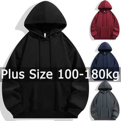 Plus Size Men Hoodie Sweatshirt Pullover 6XL 7XL 90-180kg 100% Cotton Autumn Winter Long Sleeve Sport Tops Big Size Men Clothing