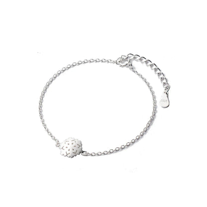 100% 925 Sterling Silver Frosted Snowflake Simple For Women Chain Link Bracelet Adjustable Sterling Silver Jewelry