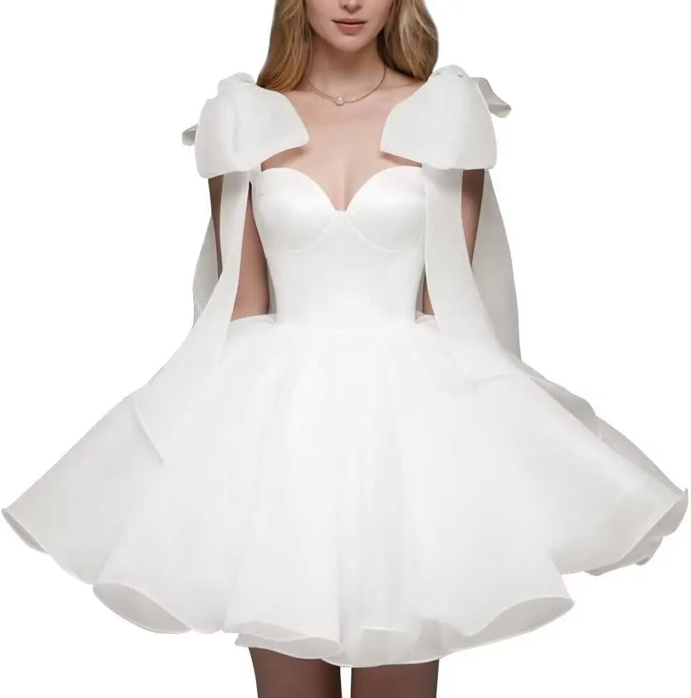 Short Wedding Dresses for Bride Organza Sweetheart 2026 Ball Gown for Women Puffy Homecoming Dresses Party Evening Dresses