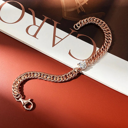 6.5mm Round Moissanite Bracelet for Women Men 100% S925 Sterling Silver Plated 18K Gold Party Fine Jewelry Gift