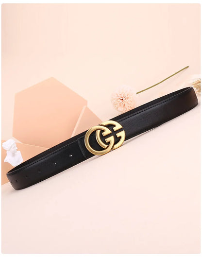 Ladies genuine leather belt, versatile decoration for business and casual wear, simple and fashionable, with a high-end feel.