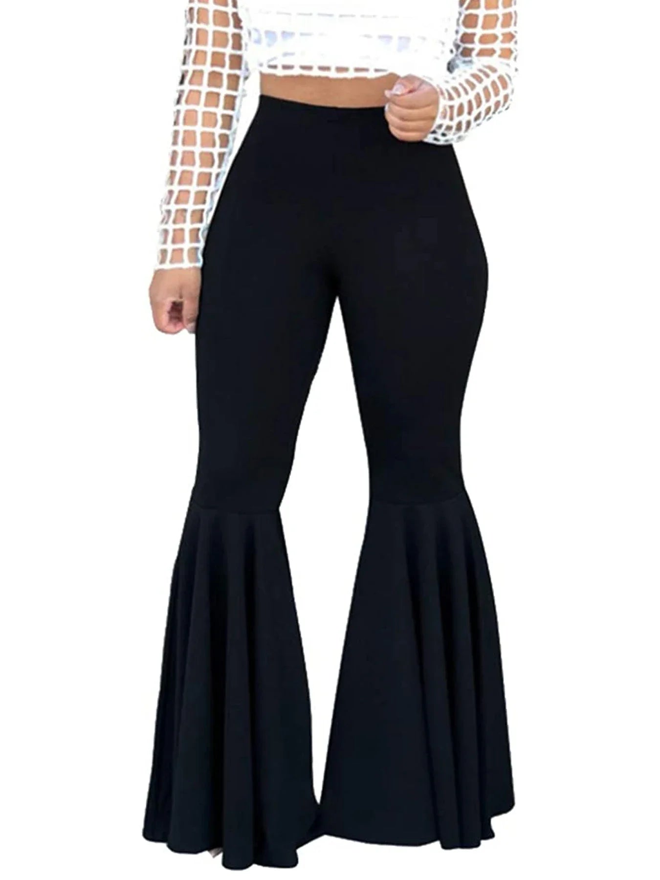 Knitted fabric solid color trousers