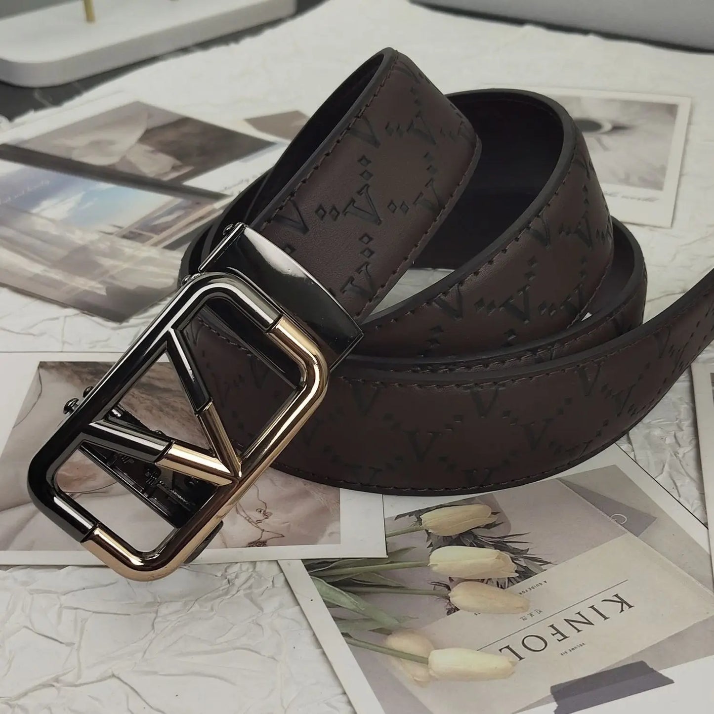 2026 Luxury Designer Belt for Men – Letter Pattern, High-Quality Leather, Metal Buckle, Business & Casual Wear