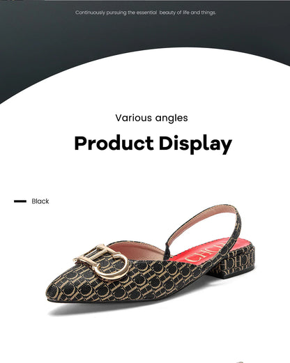 Classic Women's New 2024 Women's Low Heel Sandals Fashion Retro Design Letter Women's New Low Heel Shoes