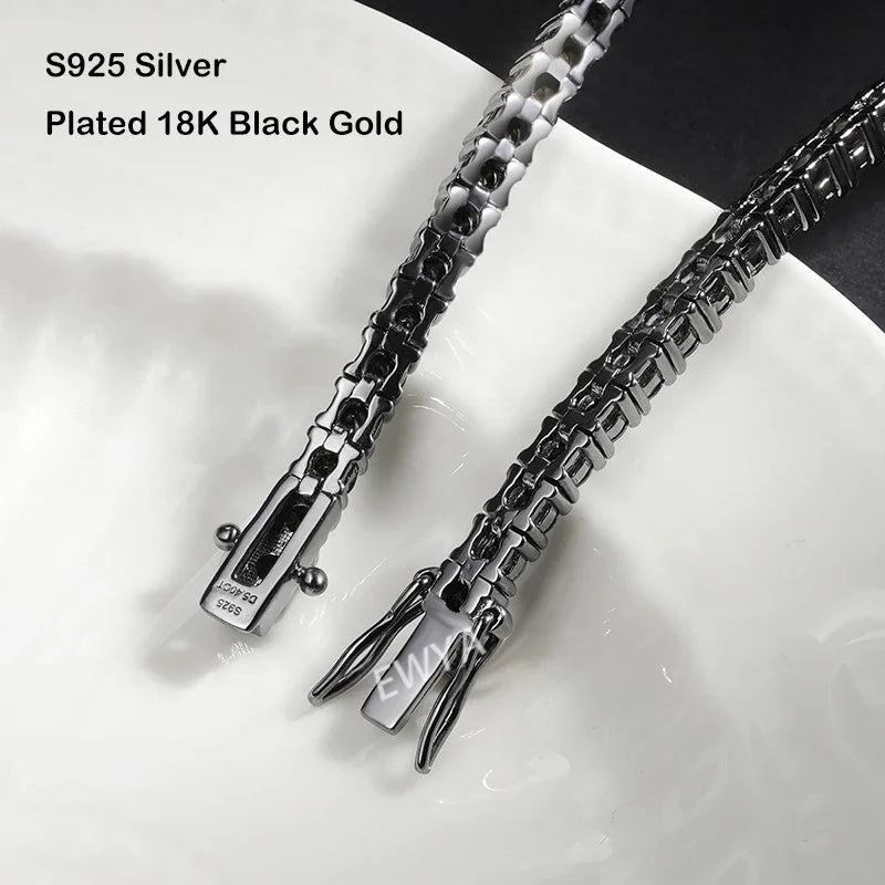 3mm 0.1CT Gradient Color Black Grey White Moissanite Diamond Tennis Bracelet for Men Women Unisex 925 Silver Link Bracelets